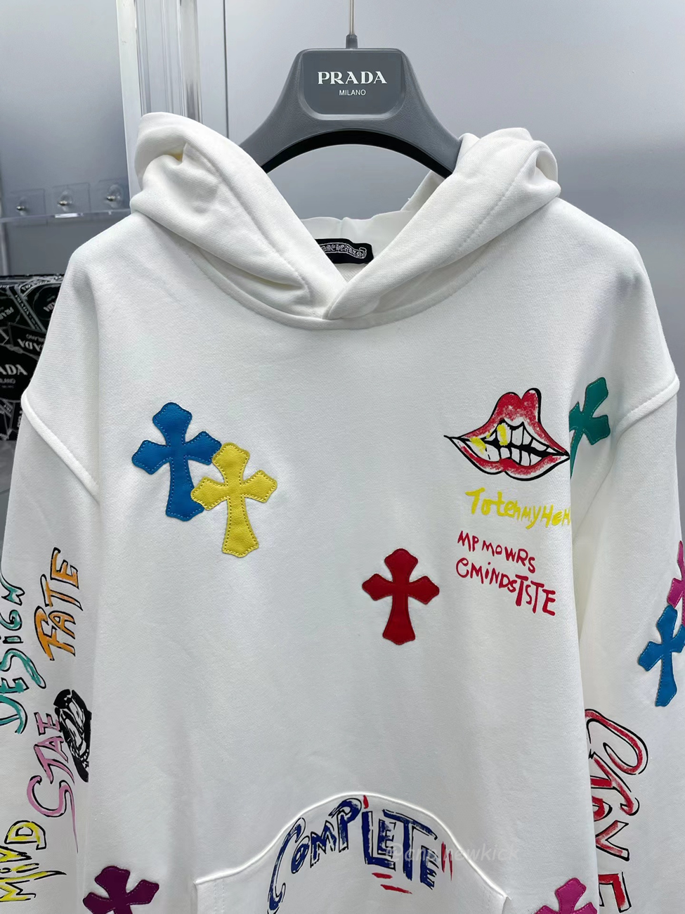 Chrome Hearts Multi Color Cross Hoodie Black White Gray (2) - newkick.vip